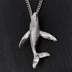 Sterling Silver Breaching Humpback Whale Pendant Necklace