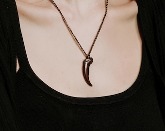 Large Arctic Wolf Claw Pendant: Oxidized Bronze, Handcast Necklace