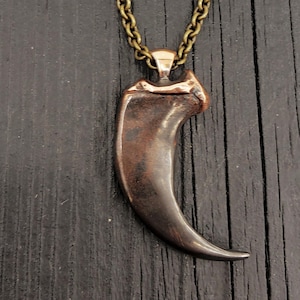 Bear Claw Necklace - Bronze Bear Claw Pendant - Black Bear