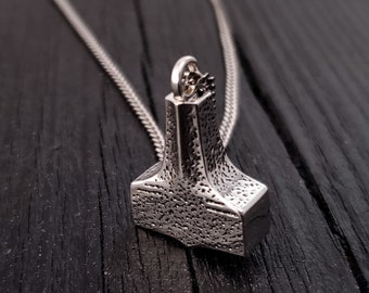 Solid 925 Sterling Silver Thor&#39;s Hammer Necklace Cremation Urn Mjolnir Pendant Memorial Ash Keepsake