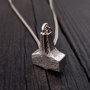 Solid 925 Sterling Silver Thor&#39;s Hammer Necklace Cremation Urn Mjolnir Pendant Memorial Ash Keepsake
