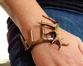 Stag Antler Cuff Bracelet In Solid Jewellers Bronze Woodland Elk Antler