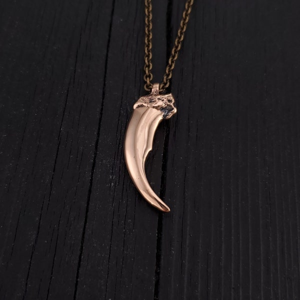 Collier pendentif griffe de loup arctique - Bijoutiers solides moulés à la main, bronze - Bijoux animaux unisexes - Plusieurs longueurs de chaîne disponibles