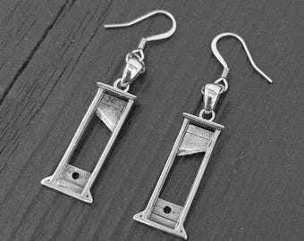 Oxidized Stainless Steel Guillotine Earrings: Protest Jewelry