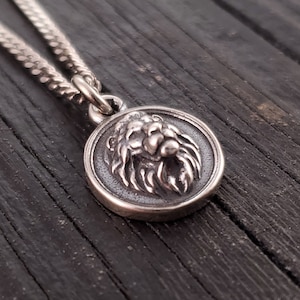 African Lion Charm Necklace - Solid 925 Sterling Silver - Courage Strength Gift for Her - Multiple Chain Options - Free Engraving