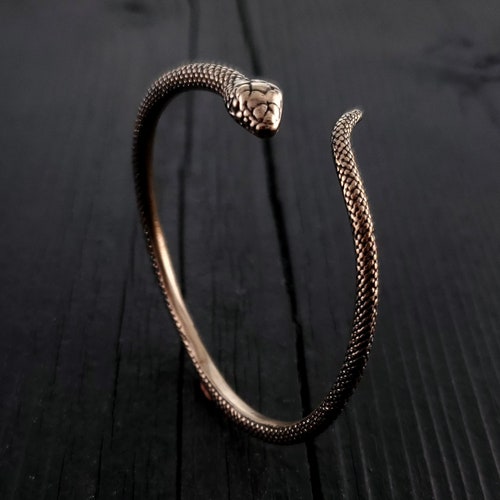 Snake Cuff Bracelet - Solid Hand Cast Bronze - Polished Oxidized Finish - Viper Serpent Jewelry Bangle - Gift for Her