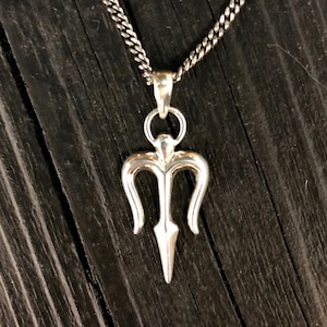 Trident Necklace , Solid Hand Cast 925 Sterling Silver