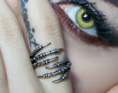 Double Raven Claw Talon Wrap Ring - Solid Hand Cast Silver Plated White Bronze - Crow Bird Foot Jewelry Gift Sizes 5 to 10