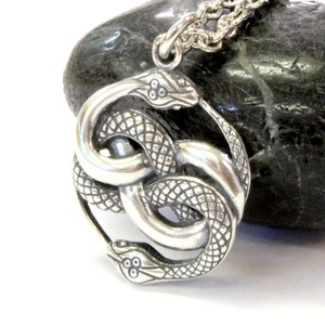 Auryn Double Ouroboros Charm Pendant Necklace Solid Hand Cast .925 ...