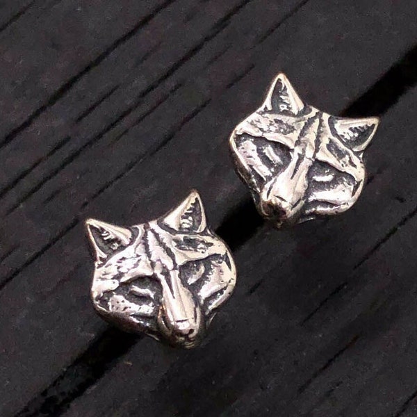 Wolf Stud Earrings Sterling Silver Grey Wolf Pack Post Earrings