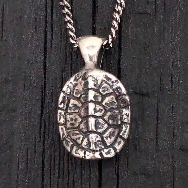 Turtle Shell Cremation Urn Necklace  in Solid Sterling SilverTerrapin Bereavement Memorial Gift