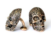 Sugar Skull Cufflinks in Solid Bronze Sugar Skull Cuff Links  Day of the Dead