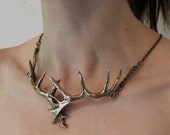 Stag Antler Choker Necklace In Solid Jewelers Bronze Elk Antler Choker Necklace