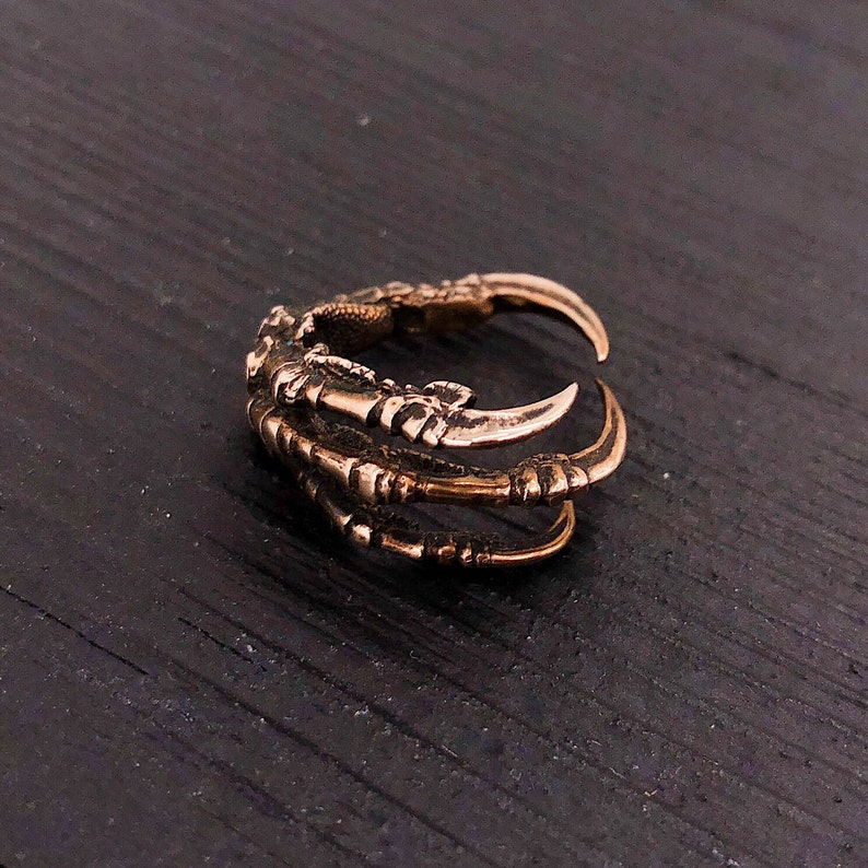 Raven Claw Talon Wrap Ring Solid Hand Cast Jewelers Bronze Sizes 6 to 12 Available Crow Foot Statement Jewelry Gift image 6