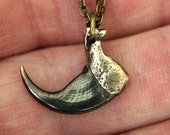 Cat Claw Necklace Bronze Bobcat Claw Pendant Necklace