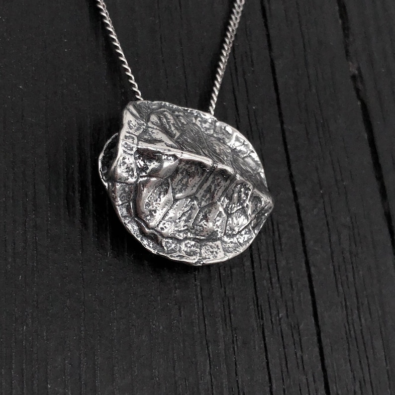 Solid Sterling Silver Turtle Shell Pendant Necklace Terrapin image 4