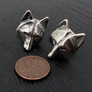 Silver Wolf Face Cuff Links Solid Hand Cast Silver Plated White Bronze Men's French Cuff Suit Accessory Jewelry image 8