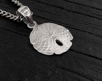 Tiny Sand Dollar Necklace in Sterling Silver - Handmade Gift for Her