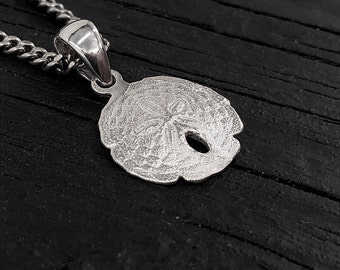 Collana in argento sterling con dollaro di sabbia, piccolo ciondolo da spiaggia (12 mm)