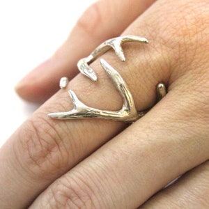 Deer Antler Wrap Ring in Solid 925 Sterling Silver Sizes 3.5 to 9.5 Unisex Woodland Animal Horn Statement Ring Gift for Nature Lover image 8