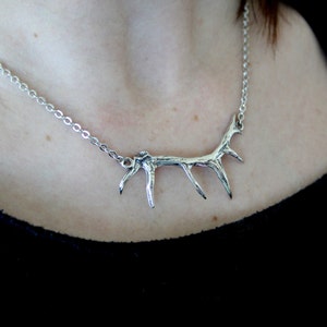 Horizontal Elk Antler Choker in Solid Sterling Silver