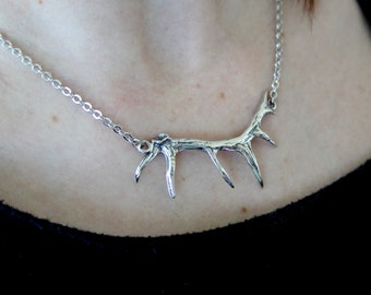 Horizontal Elk Antler Choker in Solid Sterling Silver