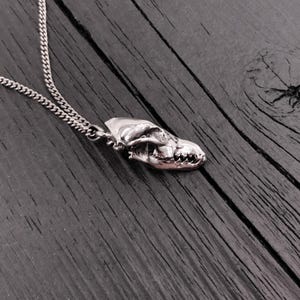 Fox Skull Pendant Necklace - Oxidized Stainless Steel Charm