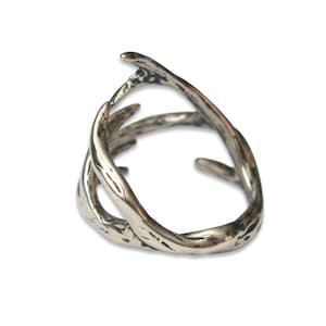 Deer Antler Wrap Ring in Solid 925 Sterling Silver Sizes 3.5 to 9.5 Unisex Woodland Animal Horn Statement Ring Gift for Nature Lover image 7