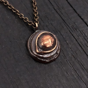 Gothic Necklace, Raven Eye Amulet, Solid Bronze Protection Talisman, Witchy Crow Jewelry