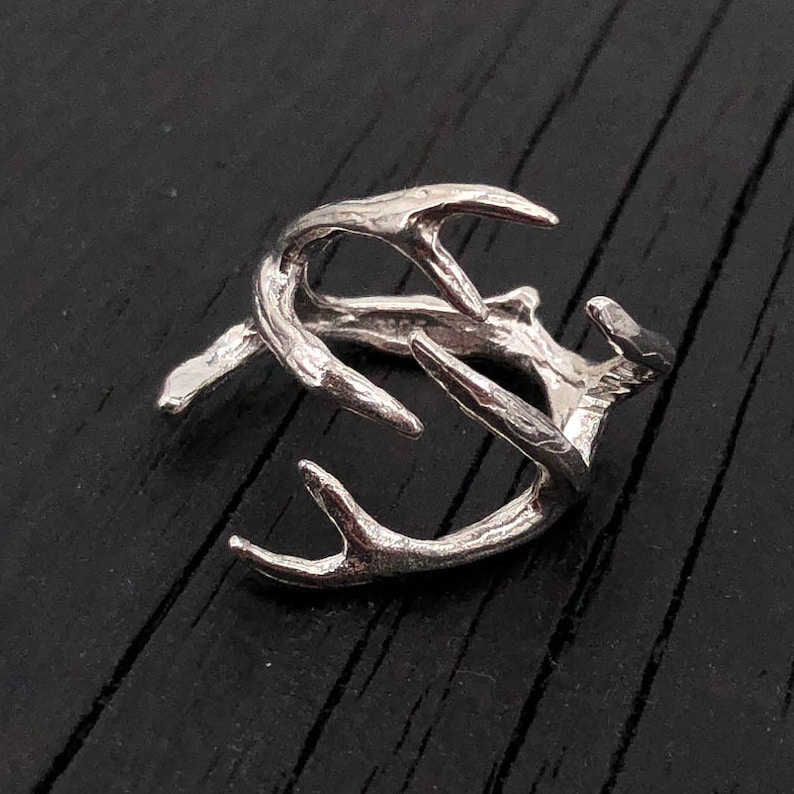 Deer Antler Wrap Ring Solid Sterling Silver Sizes 3.5 to image 4