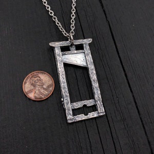 Guillotine Pendant Necklace Solid Hand Cast Sterling Silver Multiple Chain Lengths Available image 5