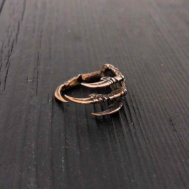 Raven Claw Talon Wrap Ring Solid Hand Cast Jewelers Bronze Sizes 6 to 12 Available Crow Foot Statement Jewelry Gift image 1