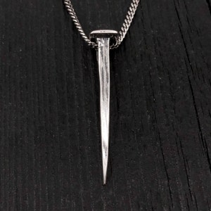Sterling Silver Eschat Pinn Pendant Necklace - The Final Stake Coffin Nail