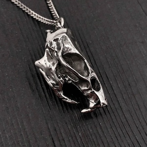 Rat Skull Pendant Necklace in Solid Hypoallergenic Stainless Steel