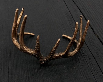 Mens Stag Antler Cuff Bracelet In Solid Jewellers Bronze Deer Antler
