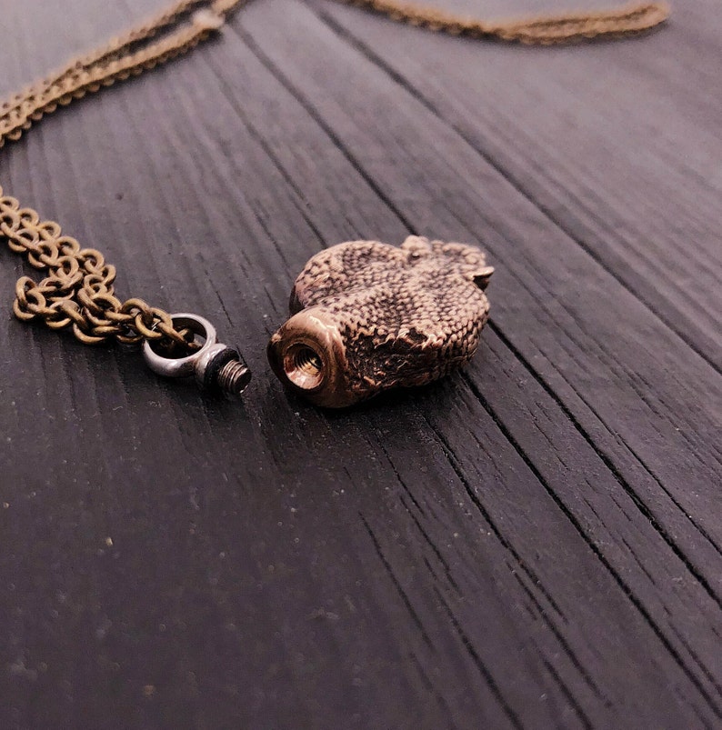 Rattlesnake Cremation Ashes Urn Pendant Necklace Solid Bronze Pet Urn Memorial Keepsake Memory Capsule Snake Head image 2