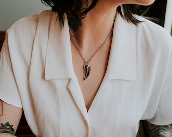 Wolf Tooth Cremation Urn Necklace: Hypoallergenic Silver Pet Memorial Keepsake