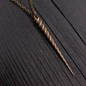 Narwhal Tusk Pendant Necklace - Solid Hand Cast Bronze - Enchanted Unicorn of the Sea -  Rare Animal Gift For Her