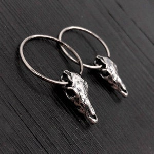 Horse Skull Hoop Earrings in Solid Sterling Silver image 7