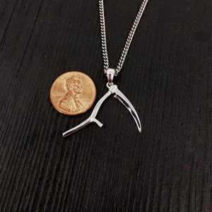 Grim Reaper Scythe Pendant Necklace in Solid 925 Sterling Silver Unisex Jewelry Gift Multiple Chain Lengths image 4