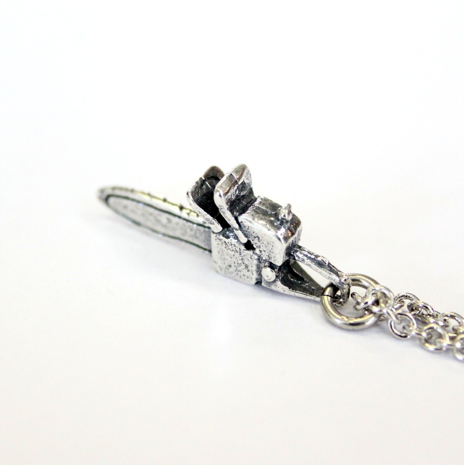Silver Chainsaw Necklace Chainsaw Charm Necklace Etsy