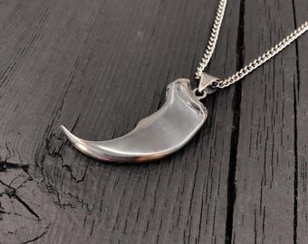 Life-Size Black Bear Claw Pendant in Dark Oxidized Sterling Silver