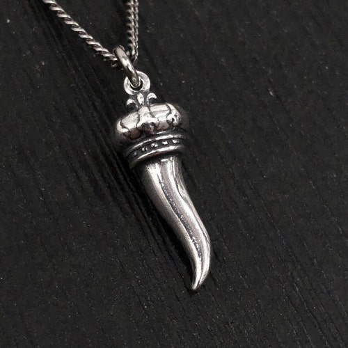 Italian Horn Necklace in Solid Sterling Silver - Cornicello Corno