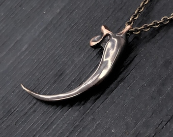 Eagle Talon Claw Pendant Necklace , Solid Hand Cast Bronze , Dark