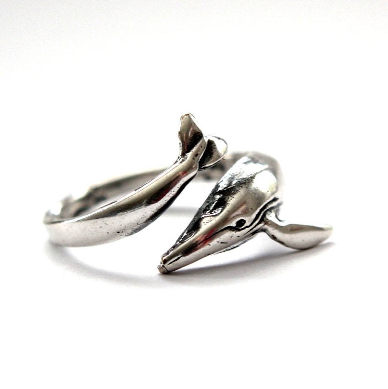 Humpback Whale Wrap Ring Solid Sterling Silver Sizes 4.5 to 11 Statement Ocean Jewelry Gift image 4