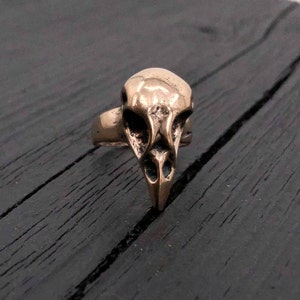 Bird Skull Ring Baby Crow in Solid Hand Cast Jewellers Bronze Rare Unique Nature Gift For Her image 5