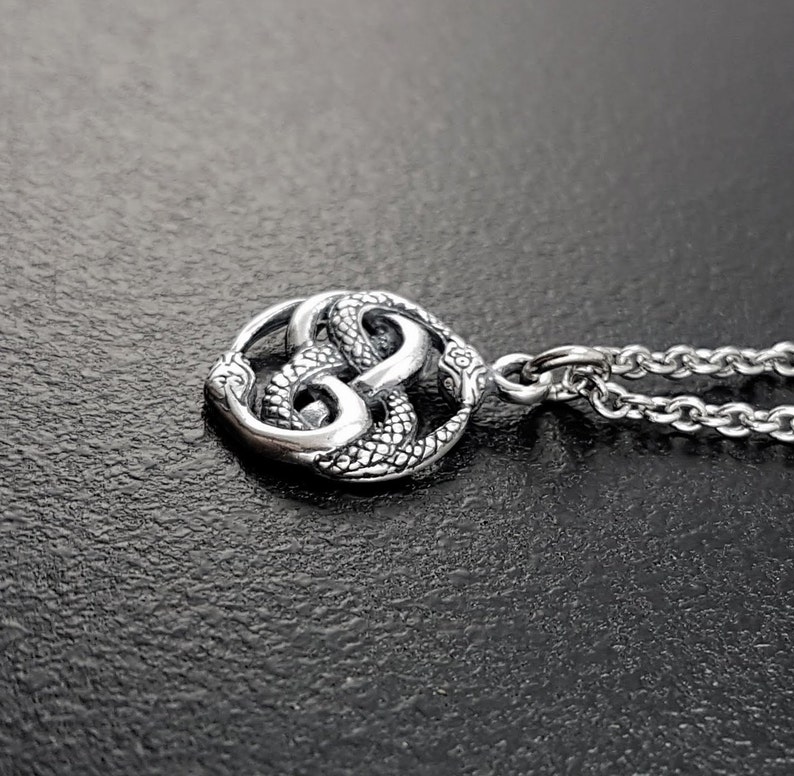 Collier avec pendentif Auryn Ouroboros Argent massif coulé 0,25 Nœud infini serpent serpent Cadeau unisexe image 5