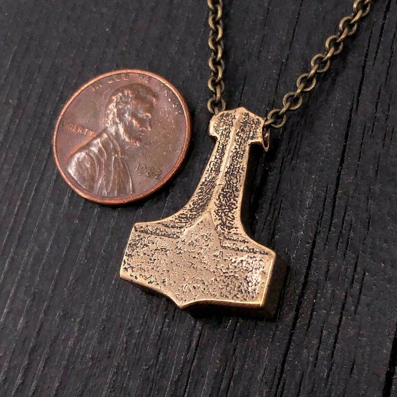 THOR's HAMMER Pendant Necklace Viking Mjollnir Mjolnir Mjolner in Traditional Solid Bronze image 5