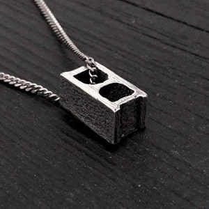 Cinder Block Necklace Solid Sterling Silver Cinder Block Pendant Necklace Gift for Mason Builder Jewelry Construction Necklace Contractor