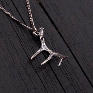 Deer Antler Pendant Necklace Sterling Silver Hand Polished Finish Whitetail Stag Horn Jewelry Multiple Chain Lengths image 4